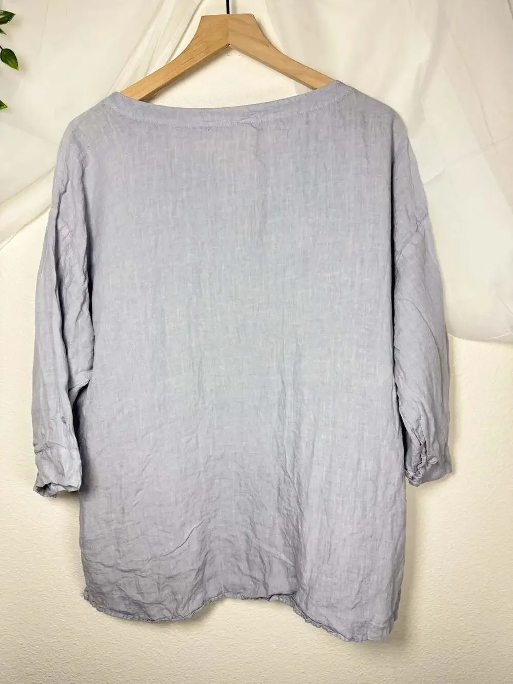 Eileen Fisher Organic Linen Blend Handkerchief Boxy Fit Oversized Tunic Blouse - Picture 3 of 6